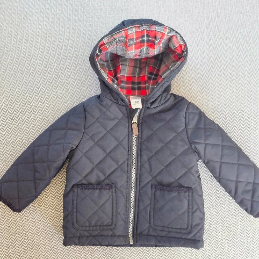 Carter’s Quilted Baby Jacket with Hood – Size 12M(Fall/Spring Coat)